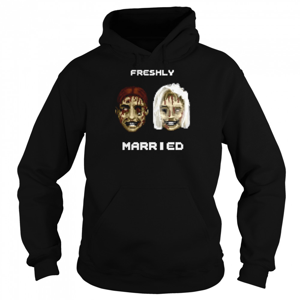 Freshly Married Horror Pixel Shirt Unisex Hoodie