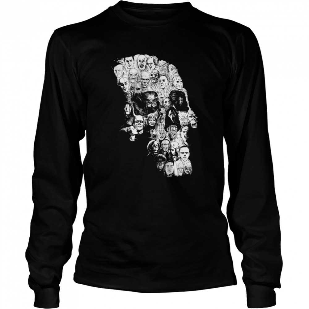 Horror Icons Skull By Halloween Characters Shirt Long Sleeved T Shirt