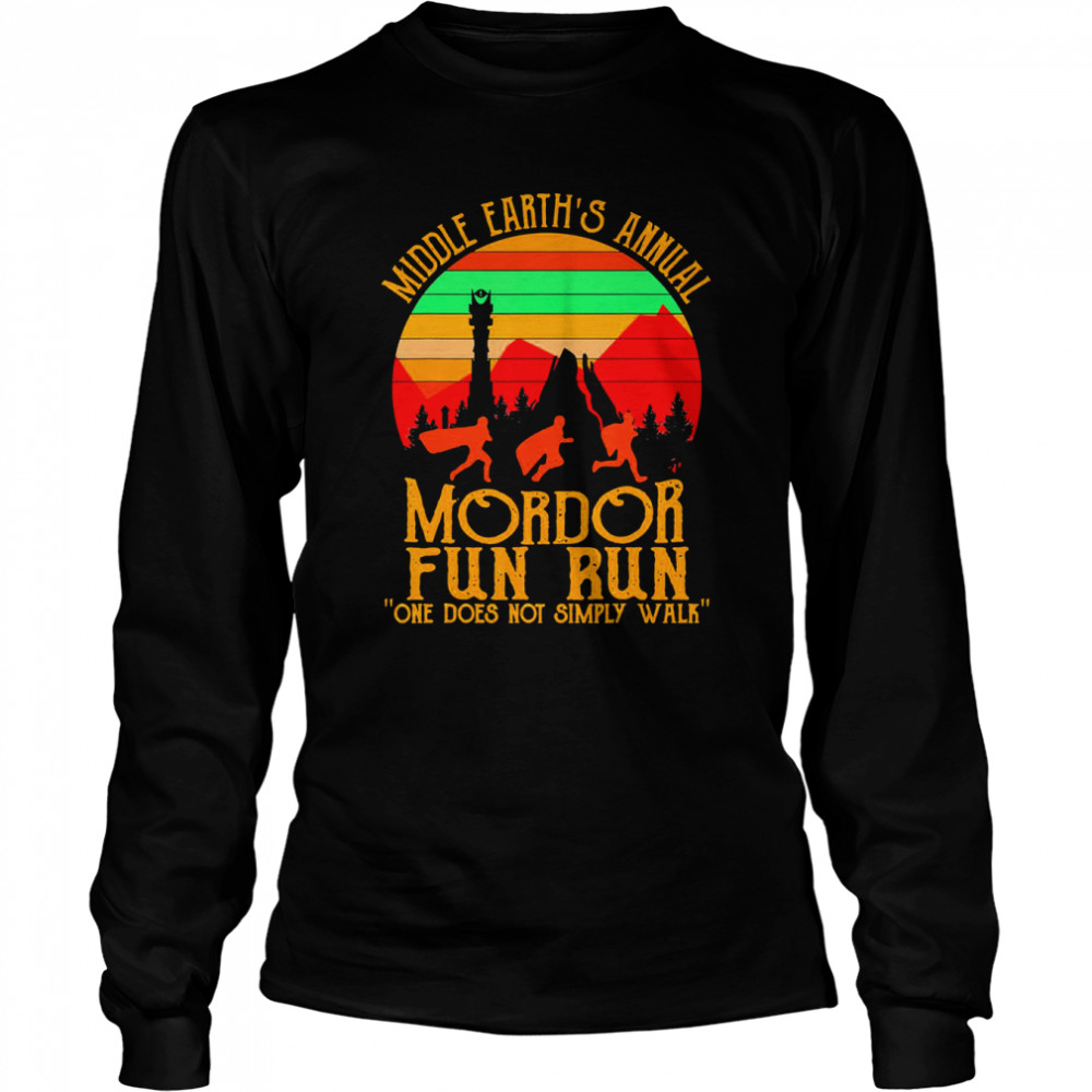 Mordor Fun Run One Does Not Simply Walk Vintage Retro Shirt Long Sleeved T-Shirt