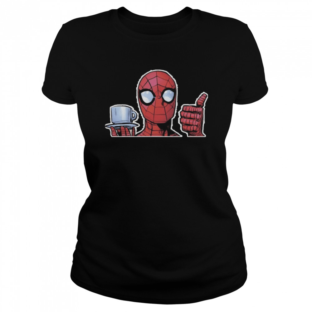 Spidermen Glossy Likes Coffee Shirt Classic Womens T Shirt
