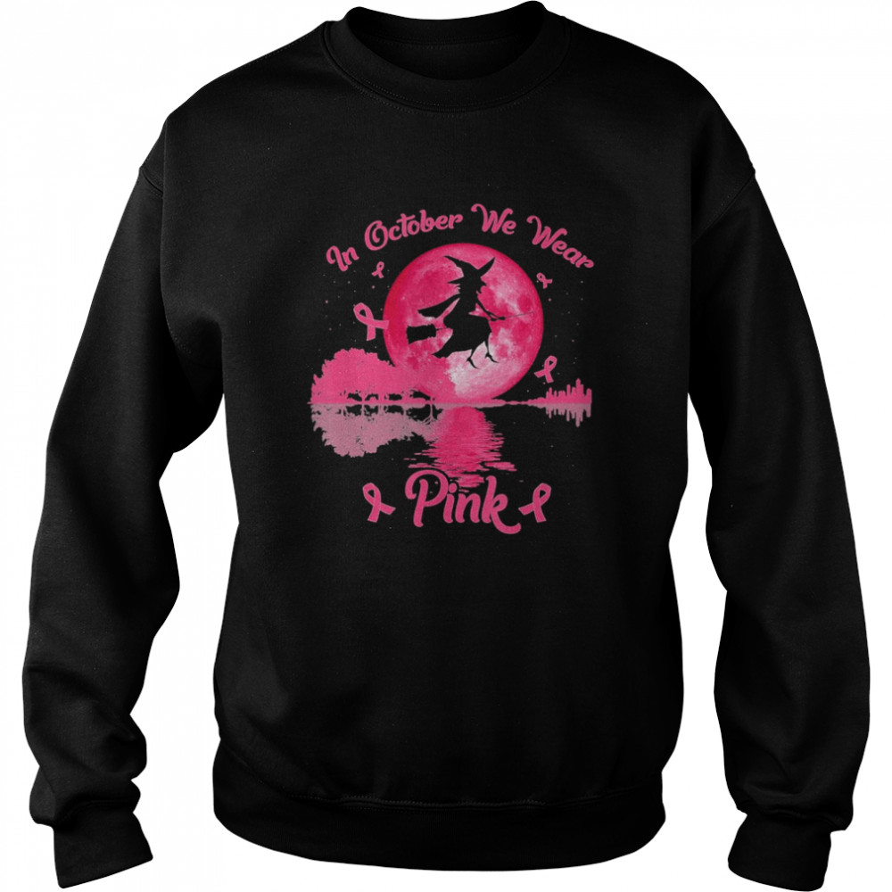 Witches In October We Wear Pink Autumn Fall Breast Cancer Essential T- Unisex Sweatshirt