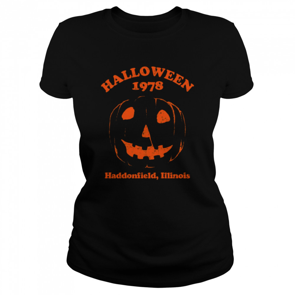 Halloween 1978 Holiday Spooky Myers Pumpkin Haddonfield Shirt Classic Womens T Shirt