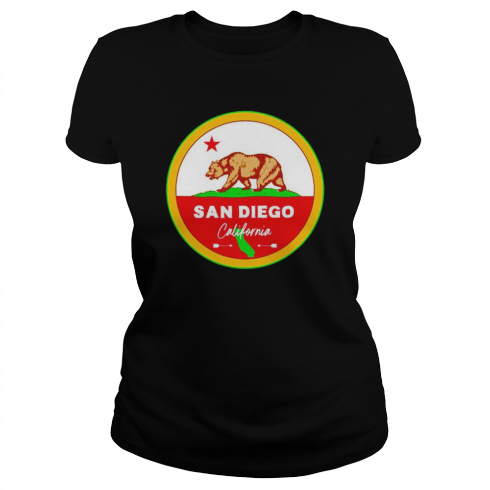 I Love San Diego California Ca Flag And Bear Badge Shirt Classic Womens T Shirt