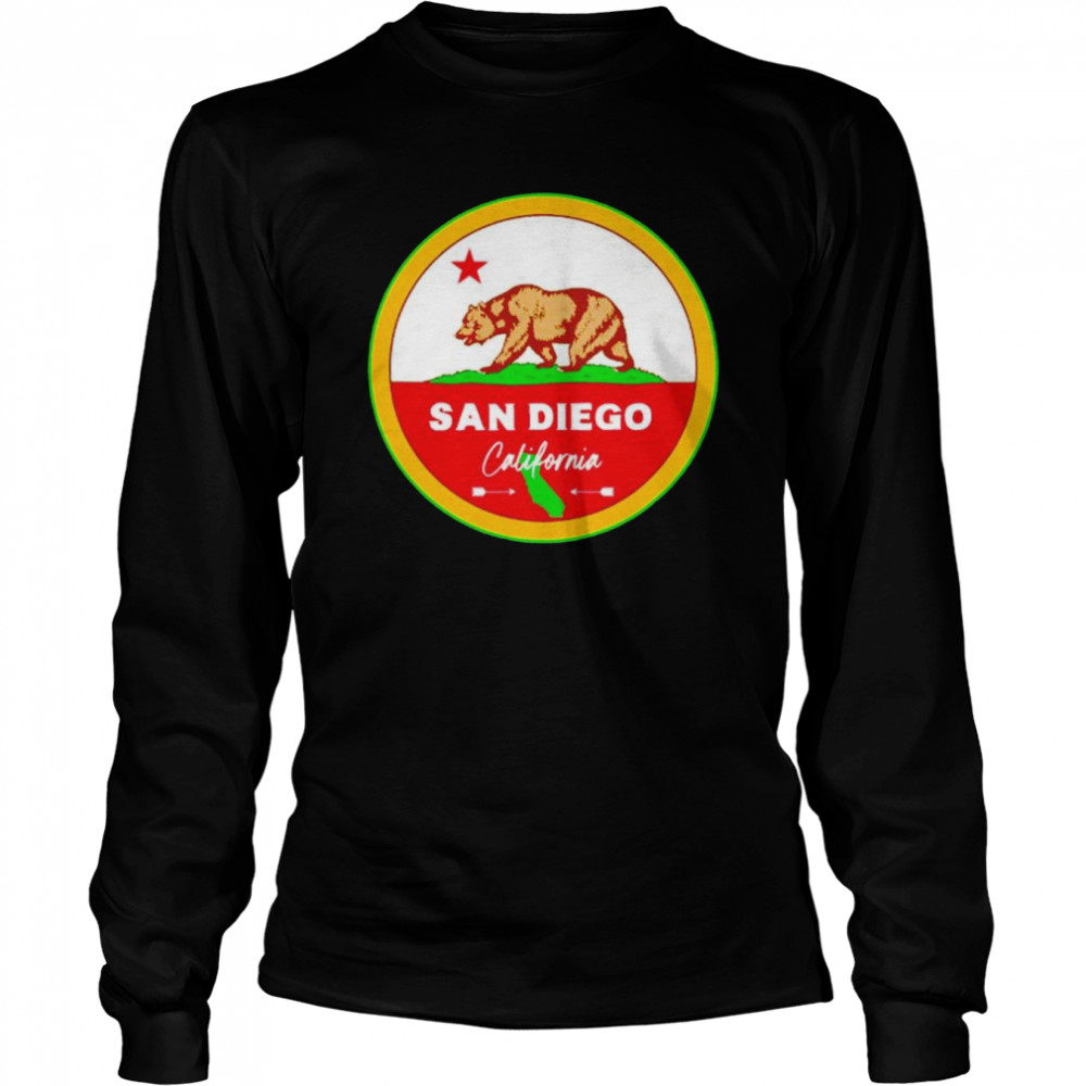 I love San Diego California ca flag and bear badge shirt Long Sleeved T-shirt