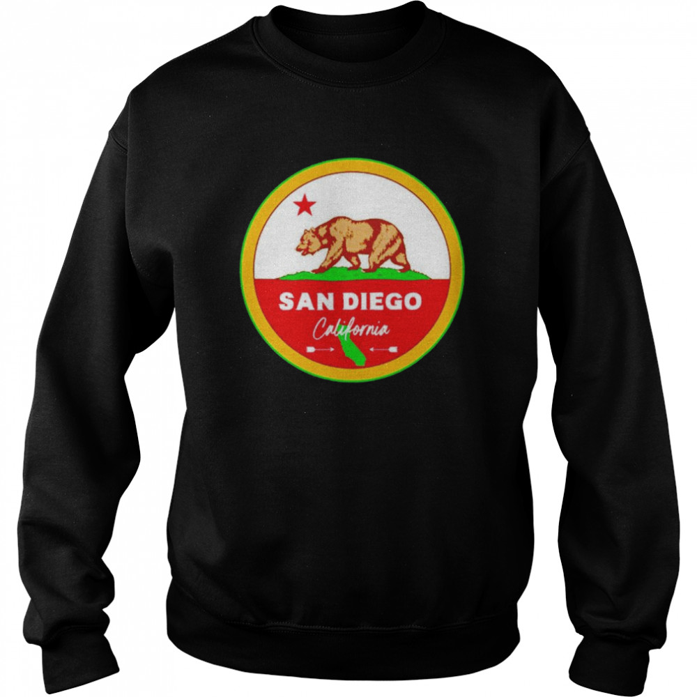 I Love San Diego California Ca Flag And Bear Badge Shirt Unisex Sweatshirt