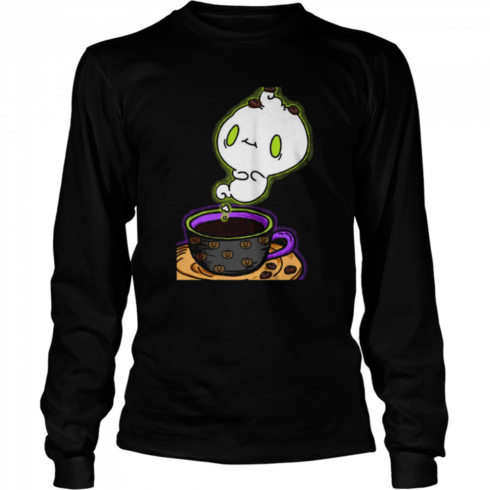 More Espresso Less Depresso Halloween Cute Ghost Shirt Long Sleeved T-Shirt