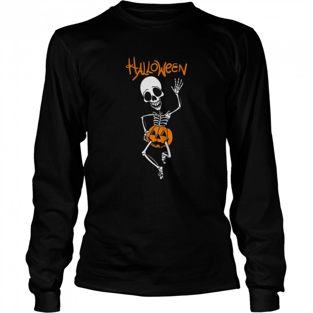 Skeleton Pumpkin Halloween  Long Sleeved T-Shirt