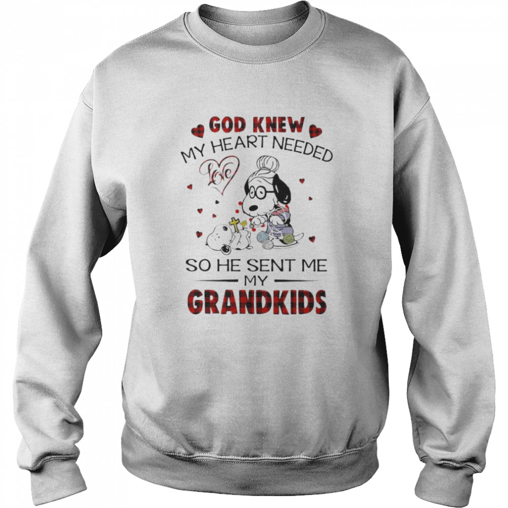 Snoopy And Friends God Knew My Heart Needed So He Sent Me My Grandkids Unisex Sweatshirt
