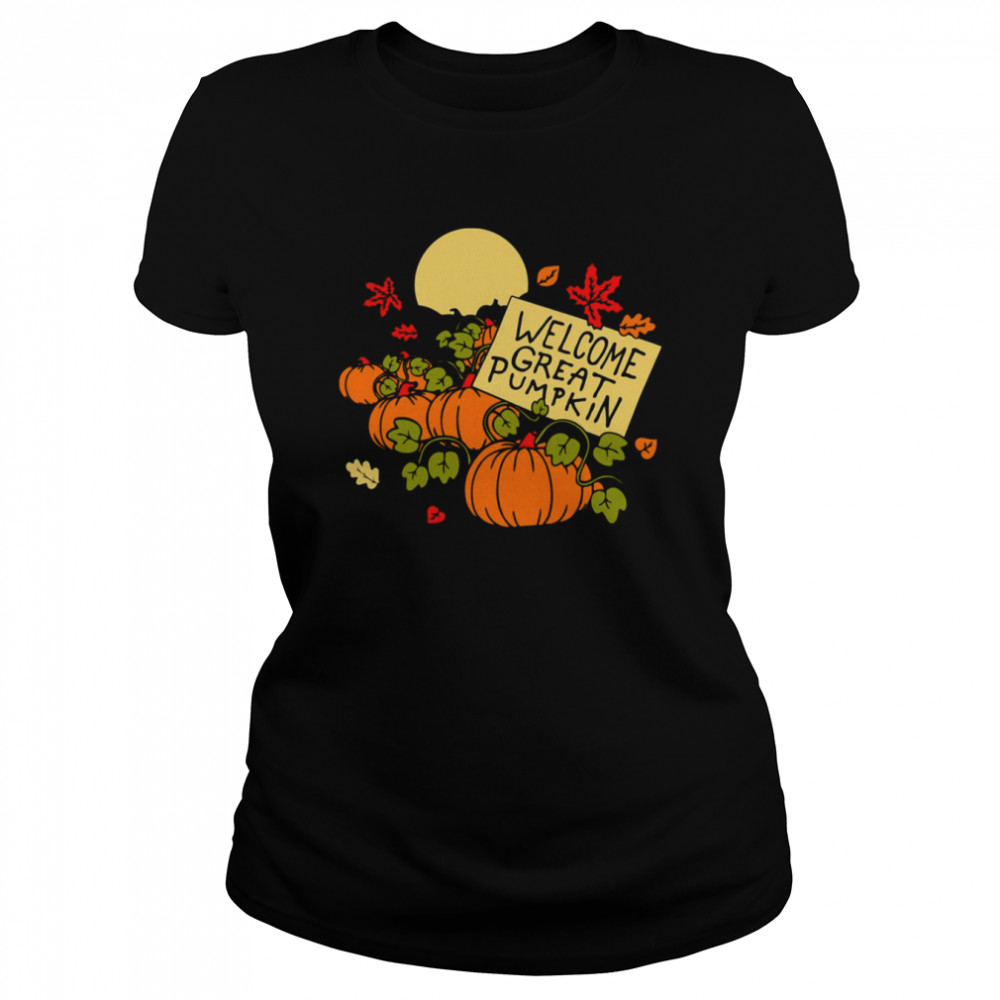 Welcome Great Pumpkin Spooky Halloween Ghost Vintage Shirt Classic Womens T Shirt