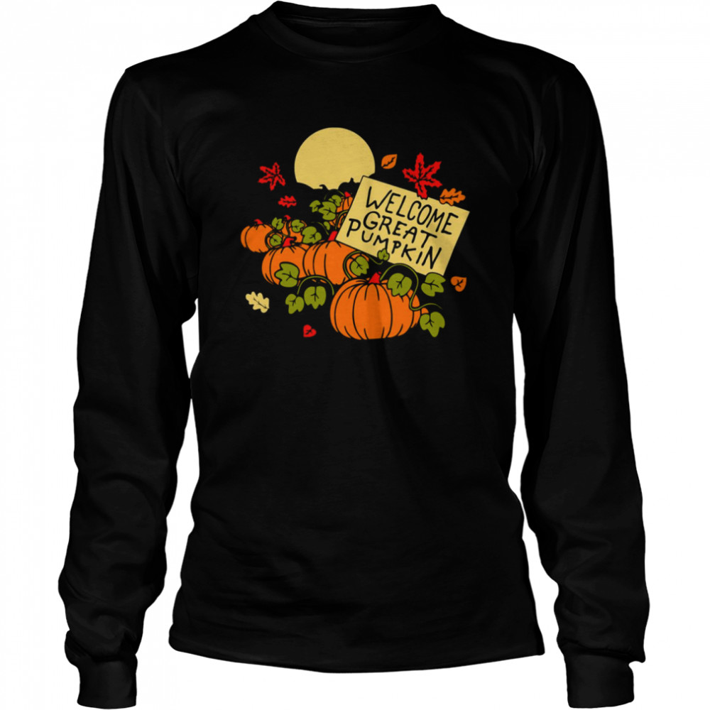 Welcome Great Pumpkin Spooky Halloween Ghost Vintage Shirt Long Sleeved T Shirt