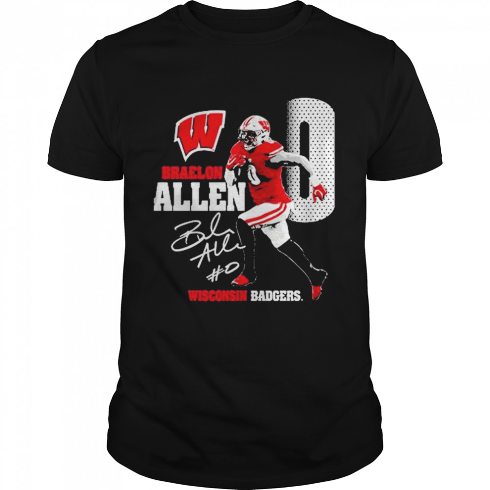 Wisconsin Badgers Braelon Allen Action Signature T-Shirt