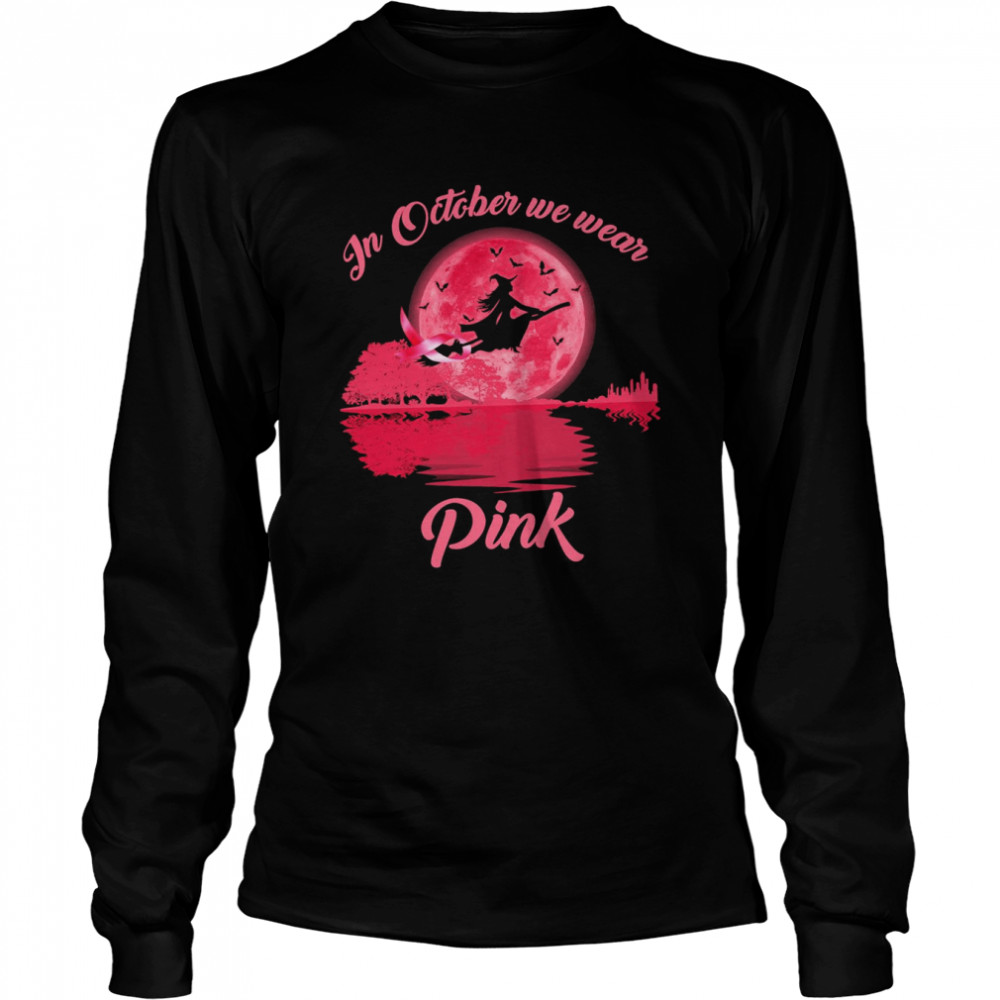 Witch Guitar Reflection In October We Wear Pink Moon Long Sleeved T Shirt