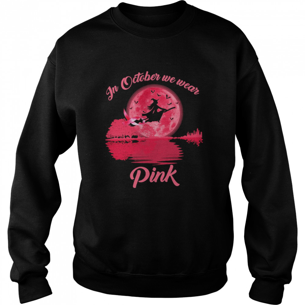 Witch Guitar Reflection In October We Wear Pink Moon Unisex Sweatshirt