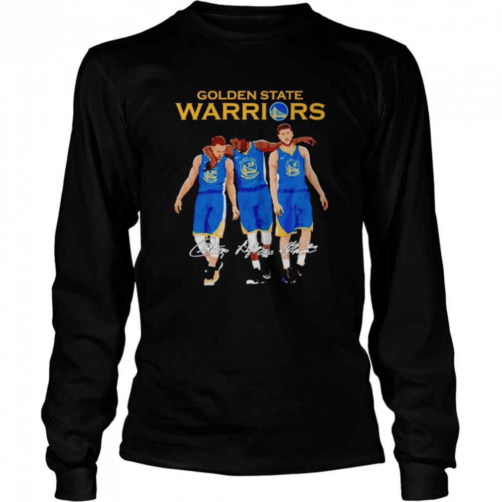 Golden State Warriors Curry Green Thompson Signatures Shirt Long Sleeved T-Shirt