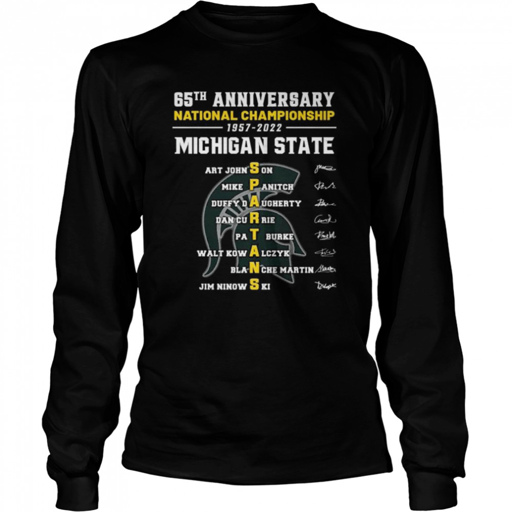 Michigan State 65Th Anniversary National Champions 1957 2022 Signatures Shirt Long Sleeved T-Shirt
