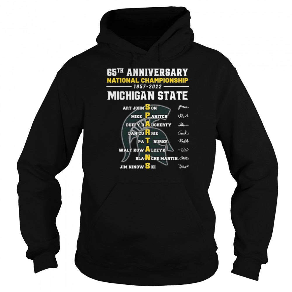 Michigan State 65Th Anniversary National Champions 1957 2022 Signatures Shirt Unisex Hoodie