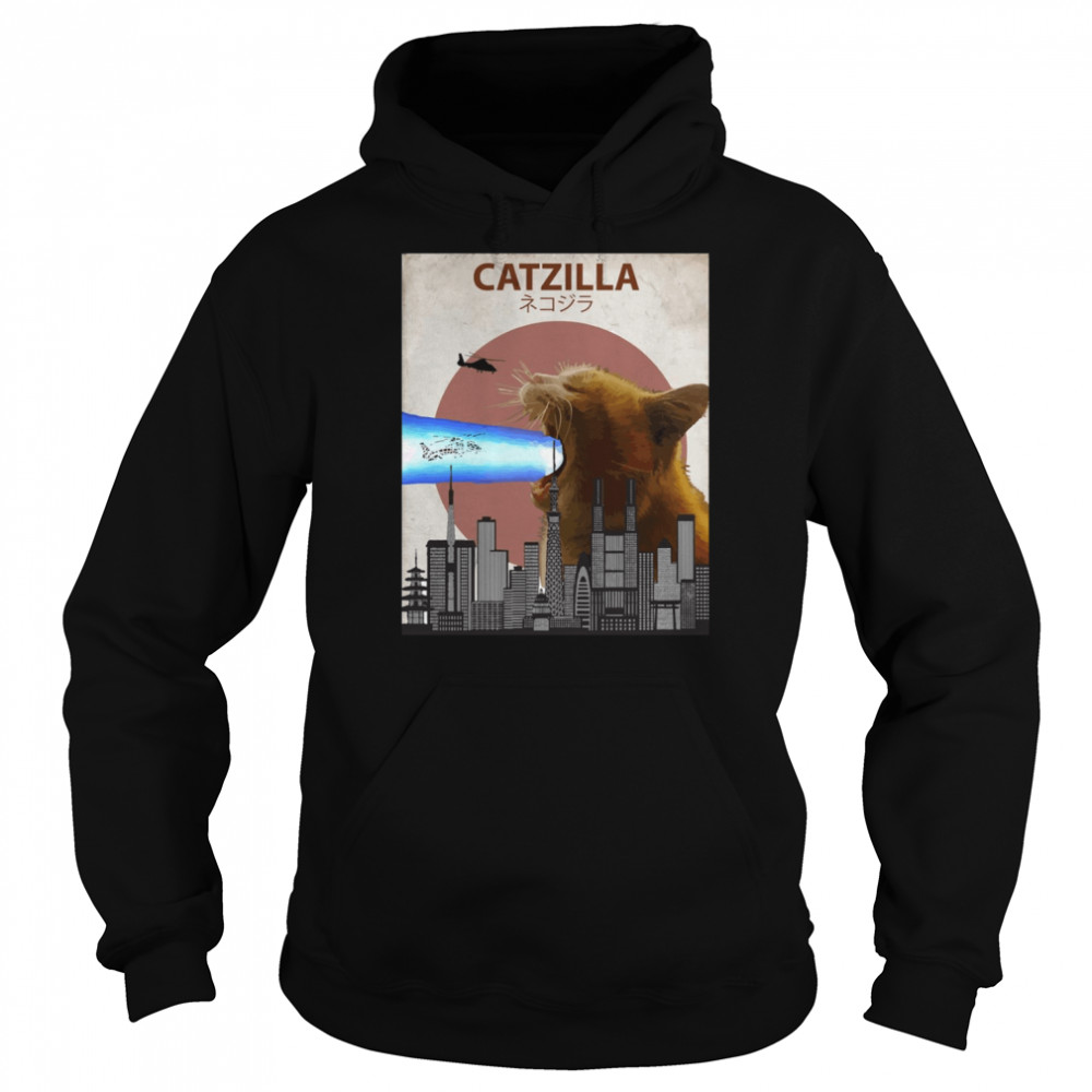 Catzilla Giant Cat With Mouth Lasers shirt Unisex Hoodie