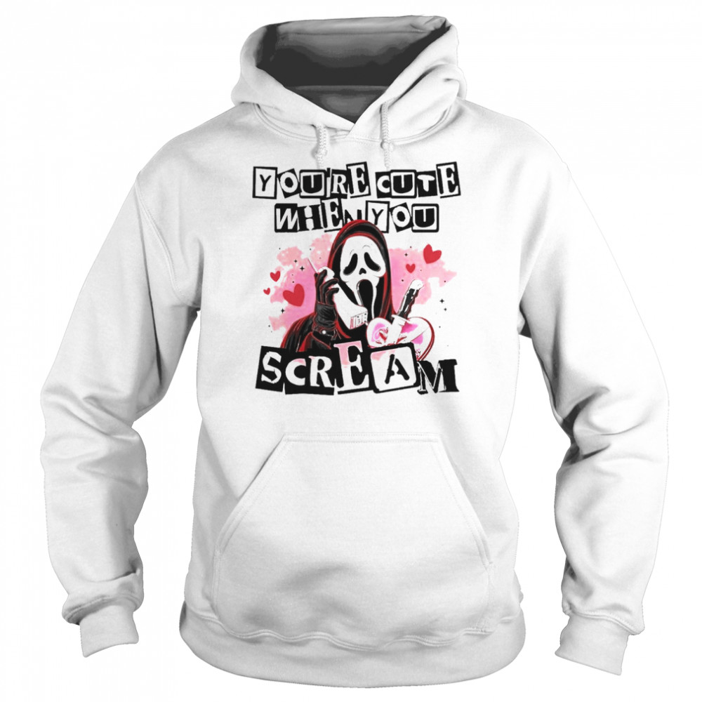 ghostface youre cute when you scream halloween skeleton shirt unisex hoodie
