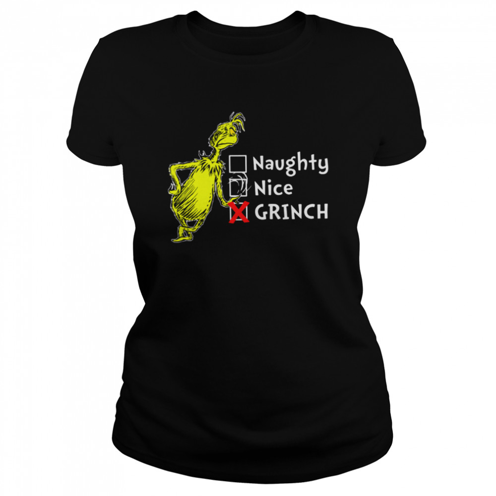 grinch naughty nice wonderful time of the year merry christmas shirt classic womens t shirt
