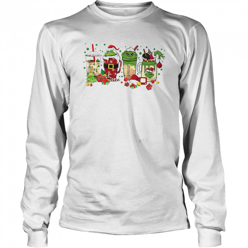 Grinchmas Coffee Cup Christmas Halloween shirt Long Sleeved T-shirt
