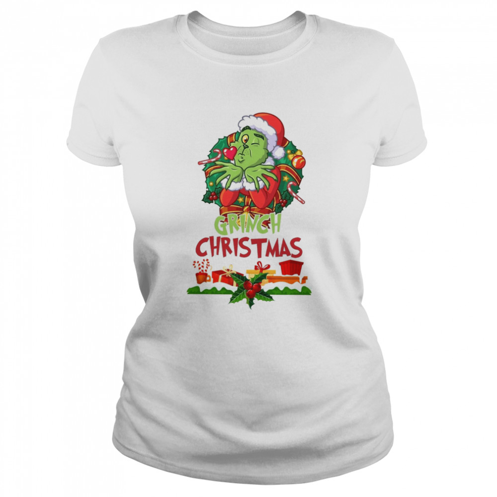 Kiss Merry Grinchmas Grinch Santa Christmas shirt Classic Women's T-shirt