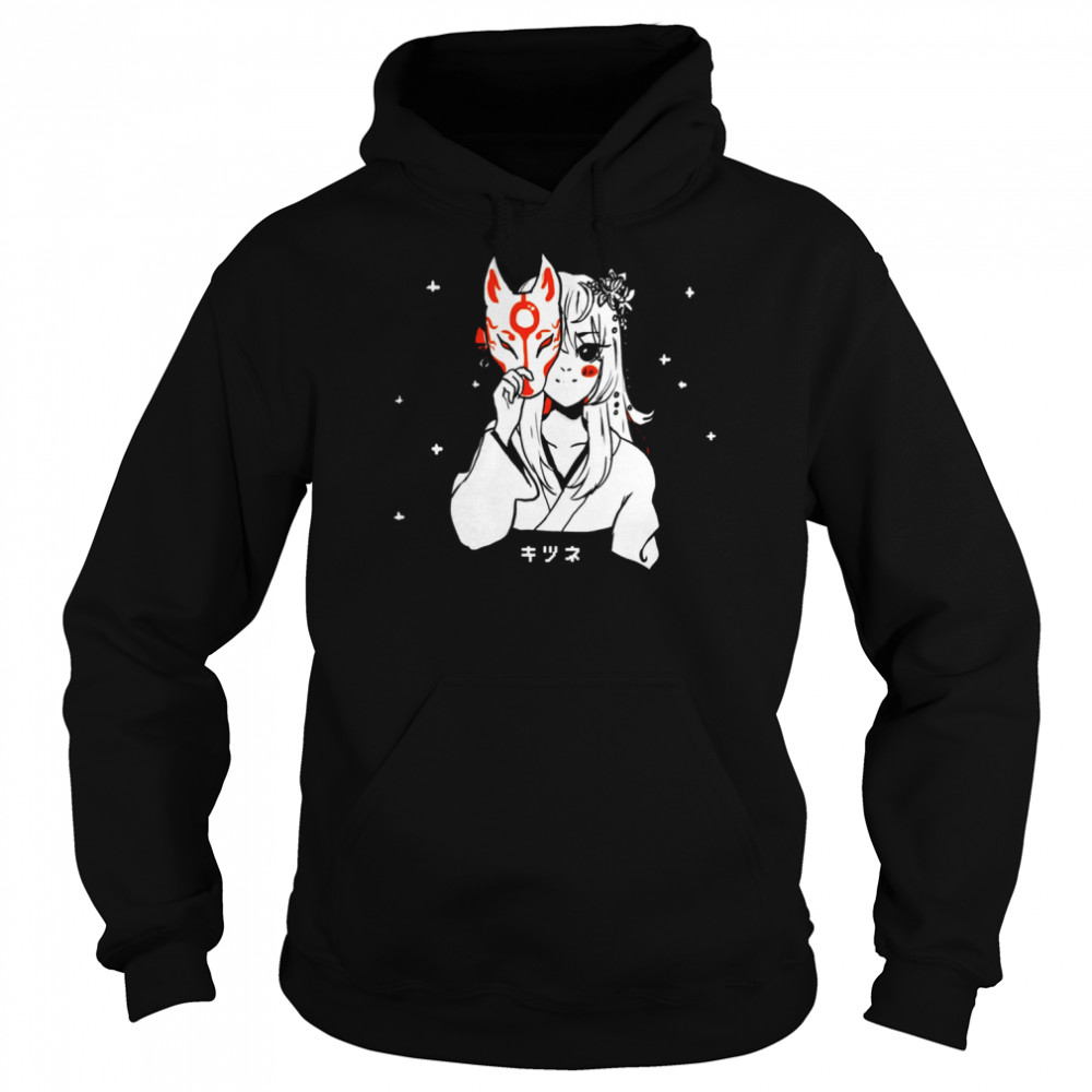 kitsune girl anime shirt unisex hoodie