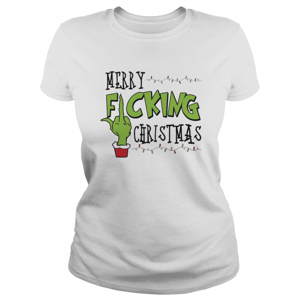 merry fucking christmas grinch middle finger shirt classic womens t shirt