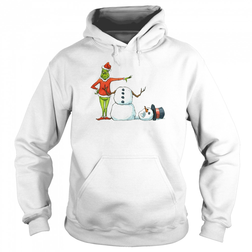 merry grinchmas grinch santa snow man christmas shirt unisex hoodie