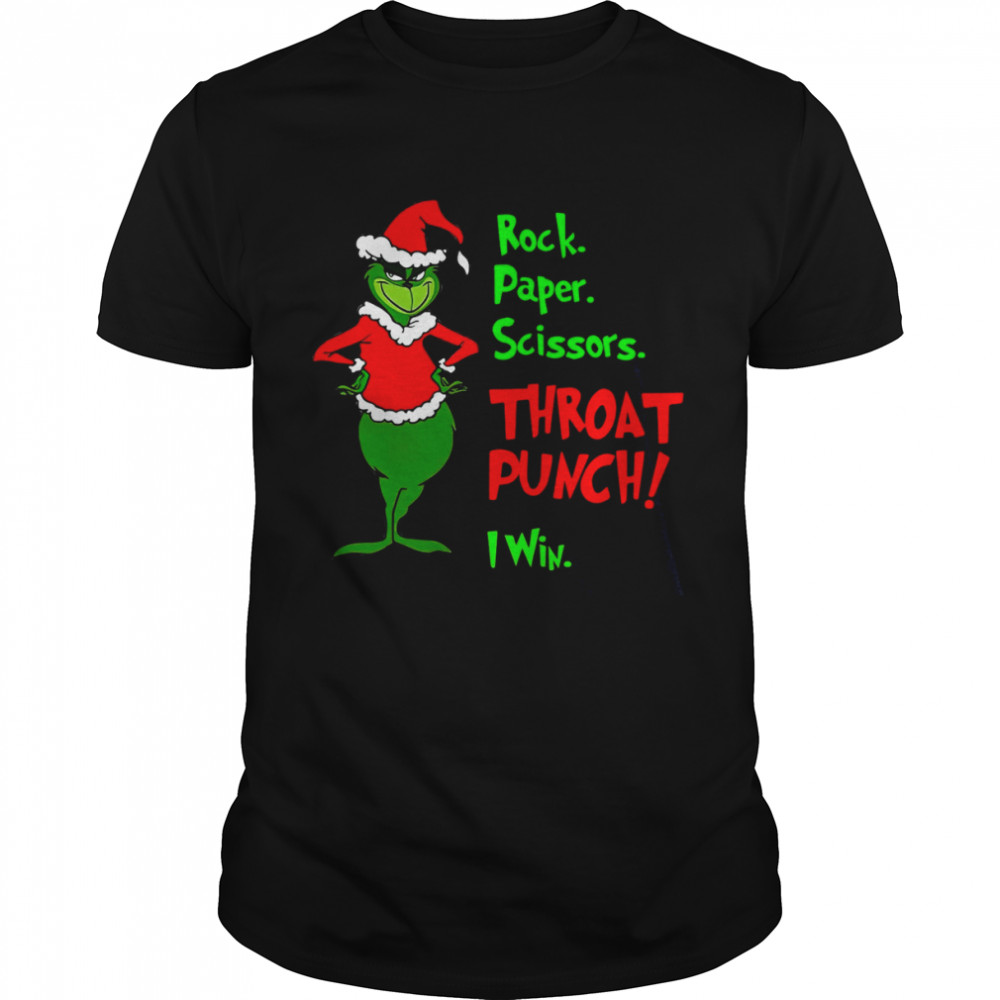 Rock Paper Scissors Throat Punch I Win Grinch Christmas shirt