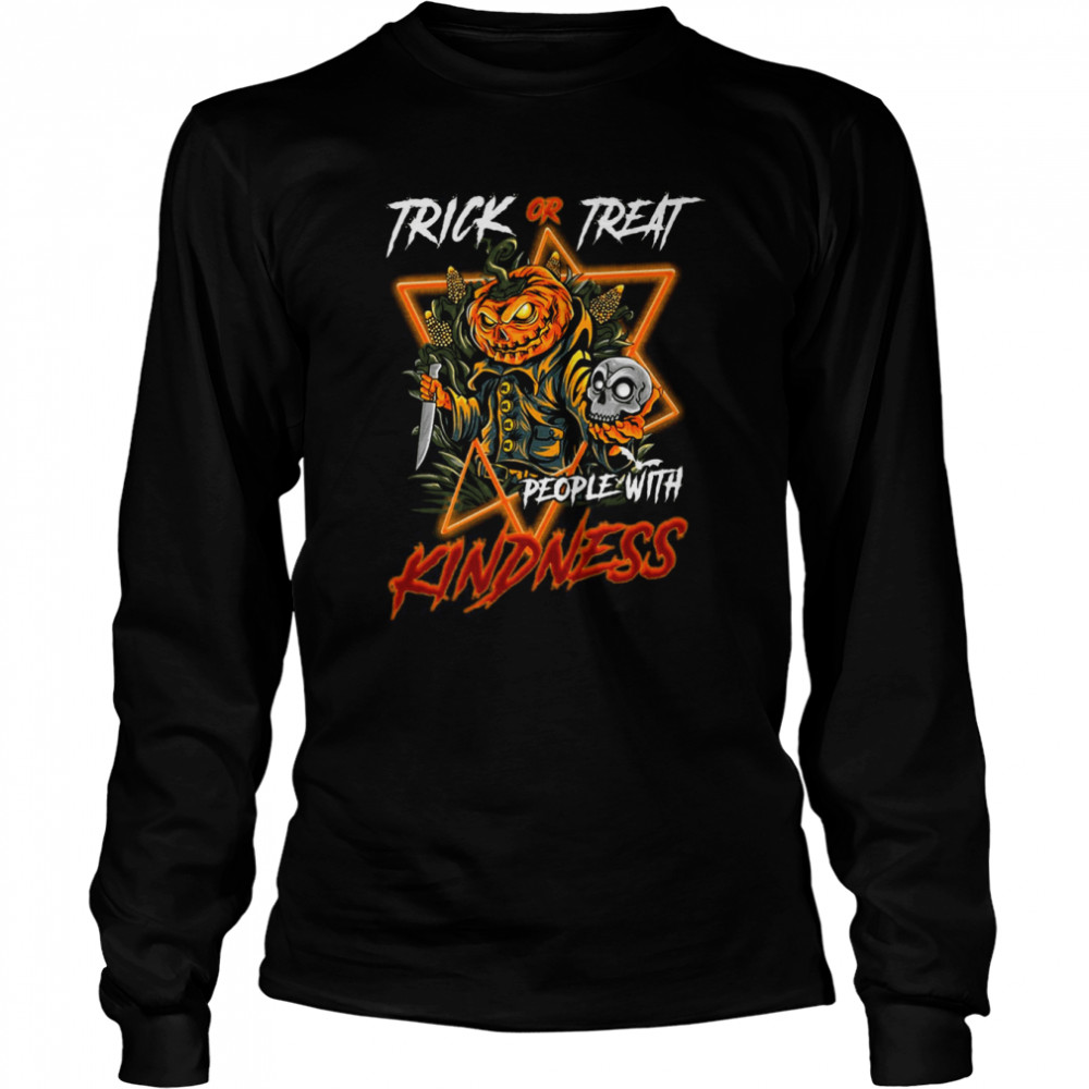 Trick Or Treat People With Kindness Halloween Shirt Long Sleeved T-Shirt