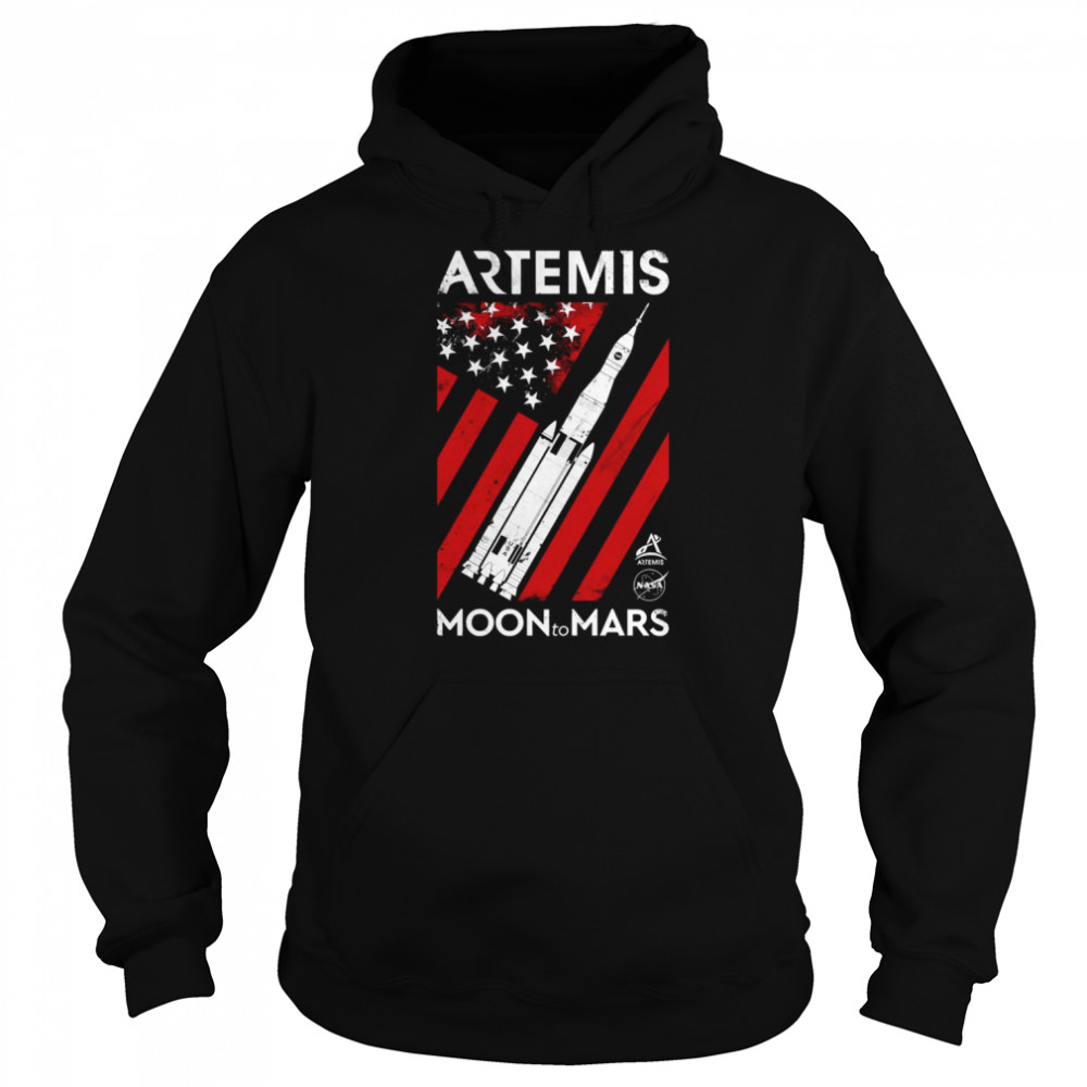Us Flag Artemis Moon To Mars Shirt Unisex Hoodie