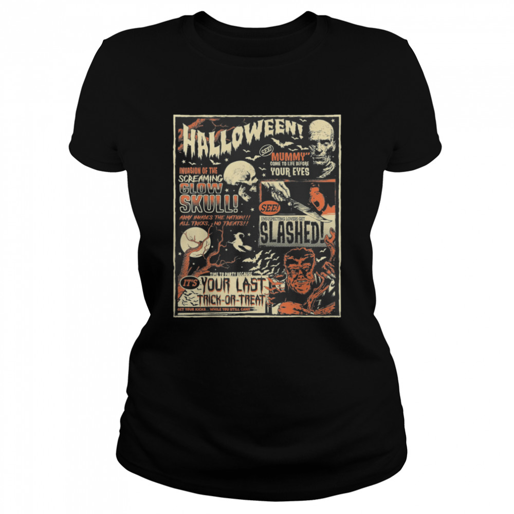 Vintage Horror Movie Poster Terror Old Time Halloween  Classic Women'S T-Shirt