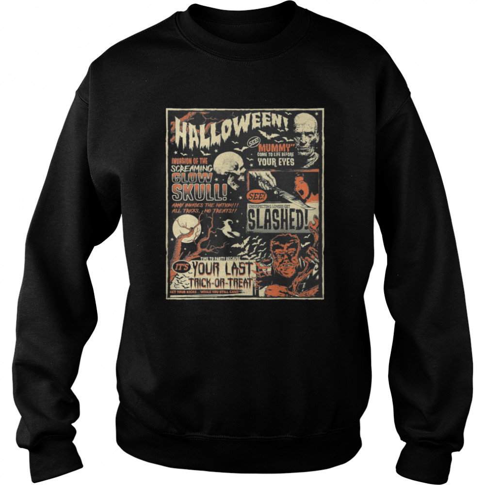 Vintage Horror Movie Poster Terror Old Time Halloween Unisex Sweatshirt