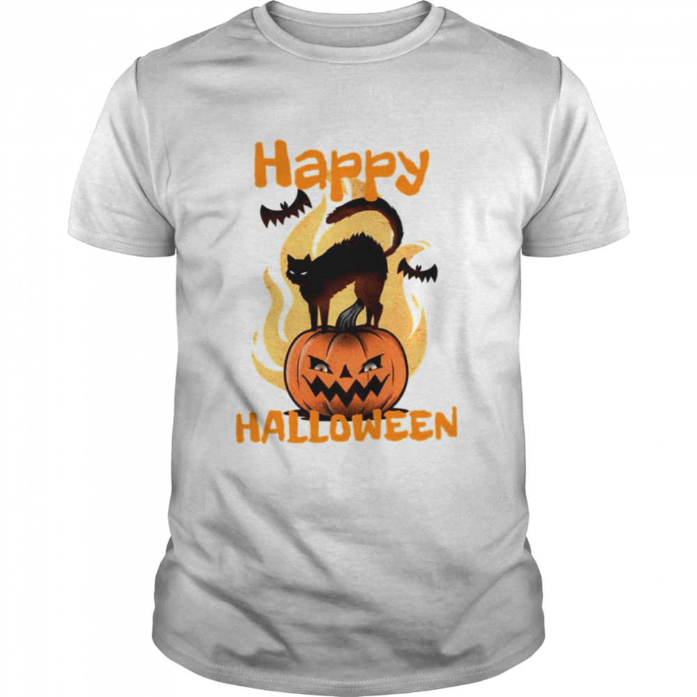 Scary Black Cat Halloween Spooky Night shirt