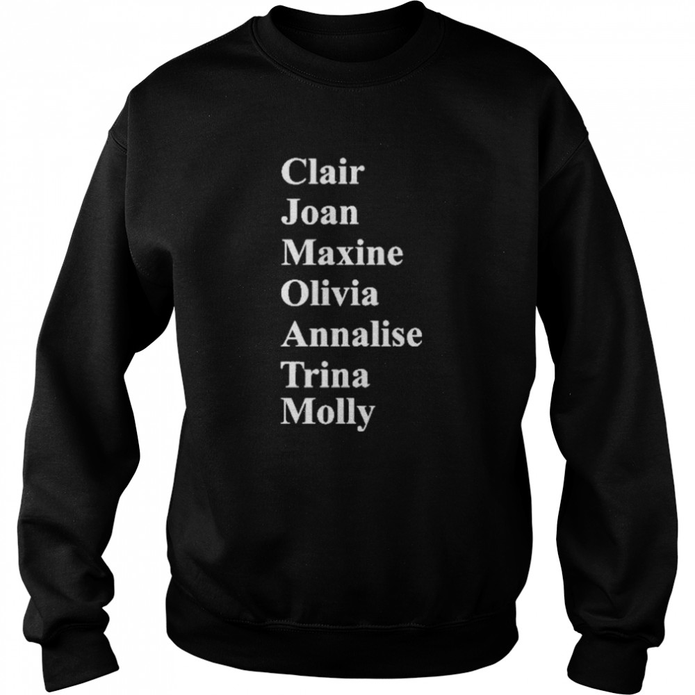 Clair Joan Maxine Olivia Annalise Trina Molly T  Unisex Sweatshirt