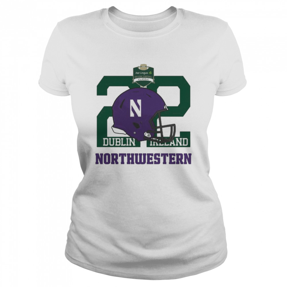 Northwestern Wildcats Helmet 22 Dublin Ireland Aer Lingus College Football Classic Shirt Classic Women'S T-Shirt
