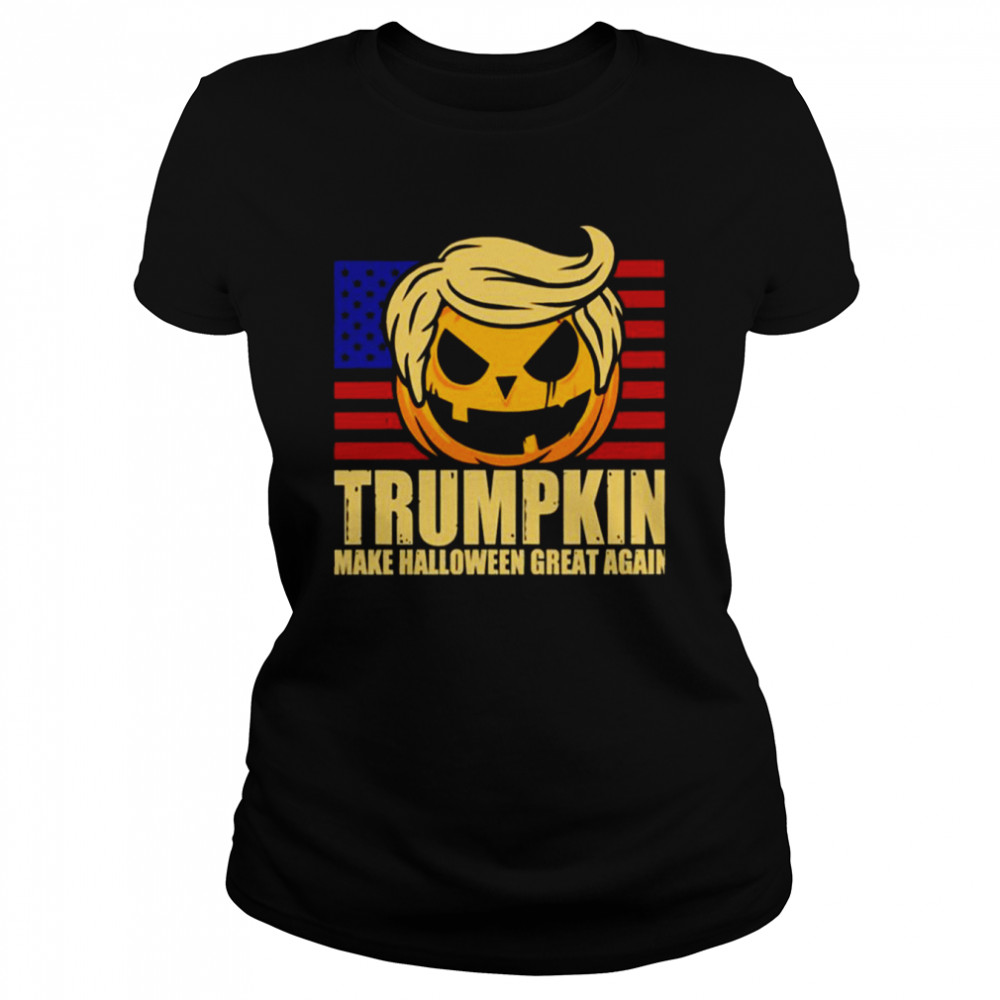 Trumpkin America Flag Trump Halloween Spooky Night Shirt Classic Womens T Shirt