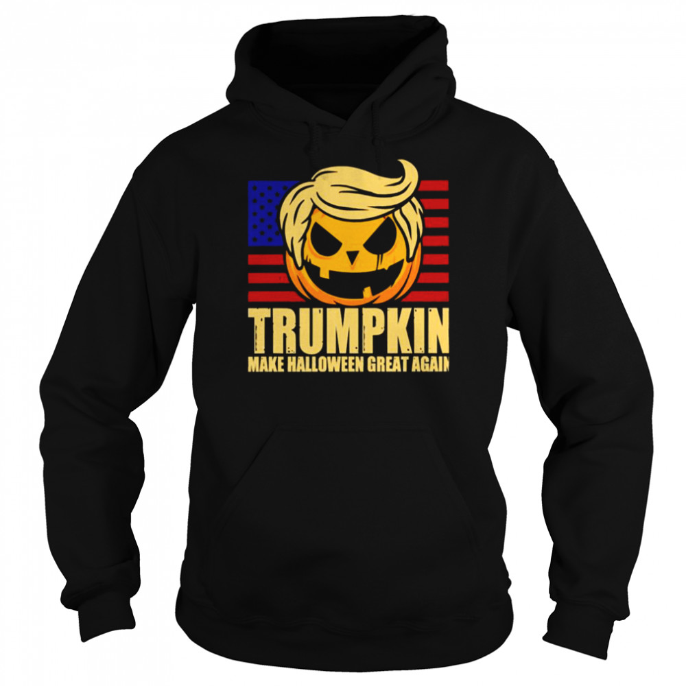 Trumpkin America Flag Trump Halloween Spooky Night Shirt Unisex Hoodie