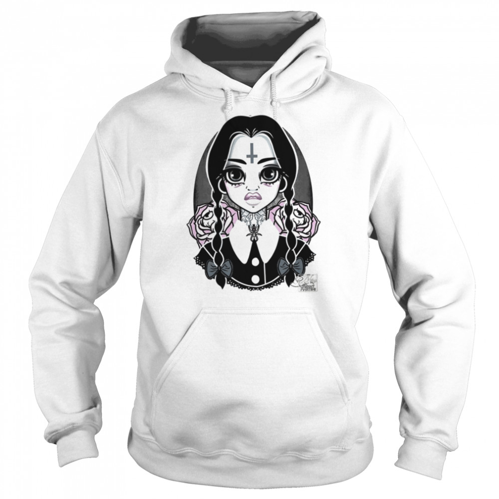 Wednesday With Roses Halloween Spooky Night Shirt Unisex Hoodie