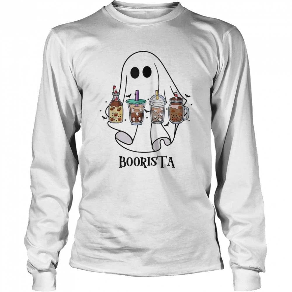 boorista boo coffee halloween spooky ghost coffee barista shirt long sleeved t shirt