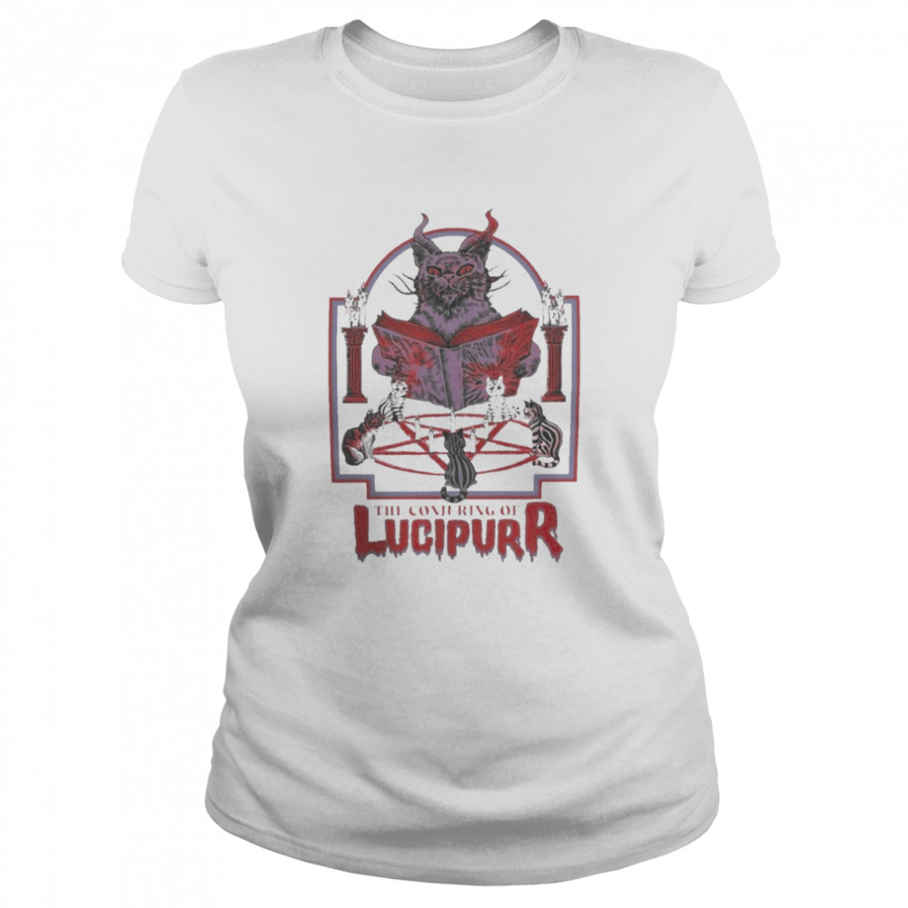 cats satan the conjuring of lucipurr halloween 2022 classic womens t shirt