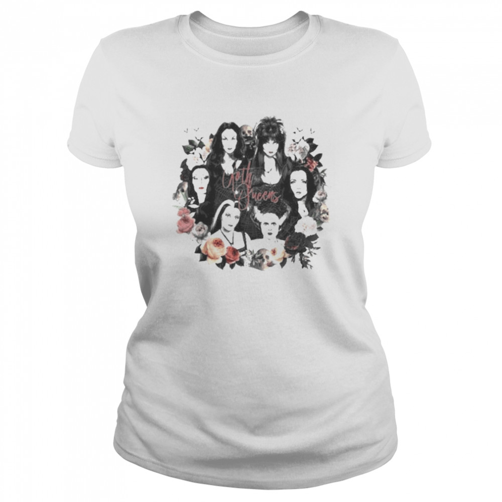 goth queens with flowers halloween classic womens t shirt