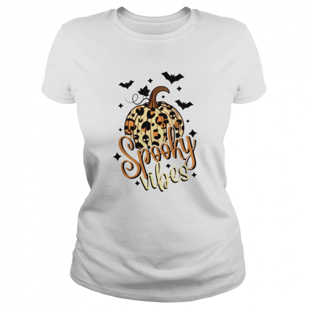spooky vibes halloween leopard shirt classic womens t shirt