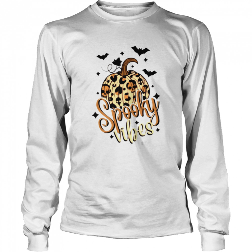 spooky vibes halloween leopard shirt long sleeved t shirt