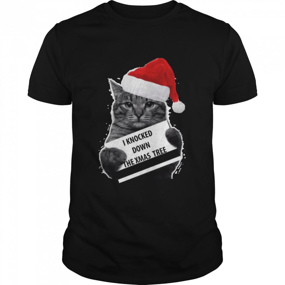 Cat Knock Down The Xmas Tree Merry Christmas shirt
