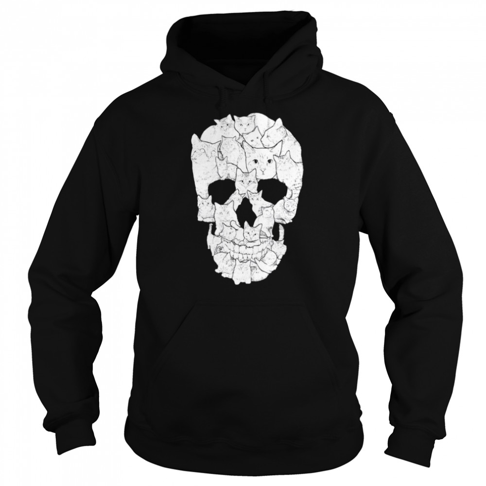 cat skull happy halloween shirt unisex hoodie