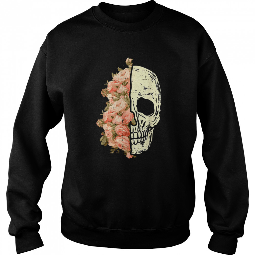 Floral Skull Skeleton Flowers Halloween Costume shirt Unisex Sweatshirt
