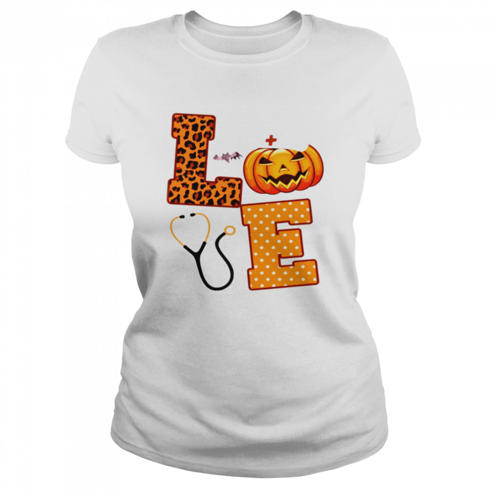 Love Halloween Nurse Health Worker Halloween Pattern shirt Classic Women's T-shirt