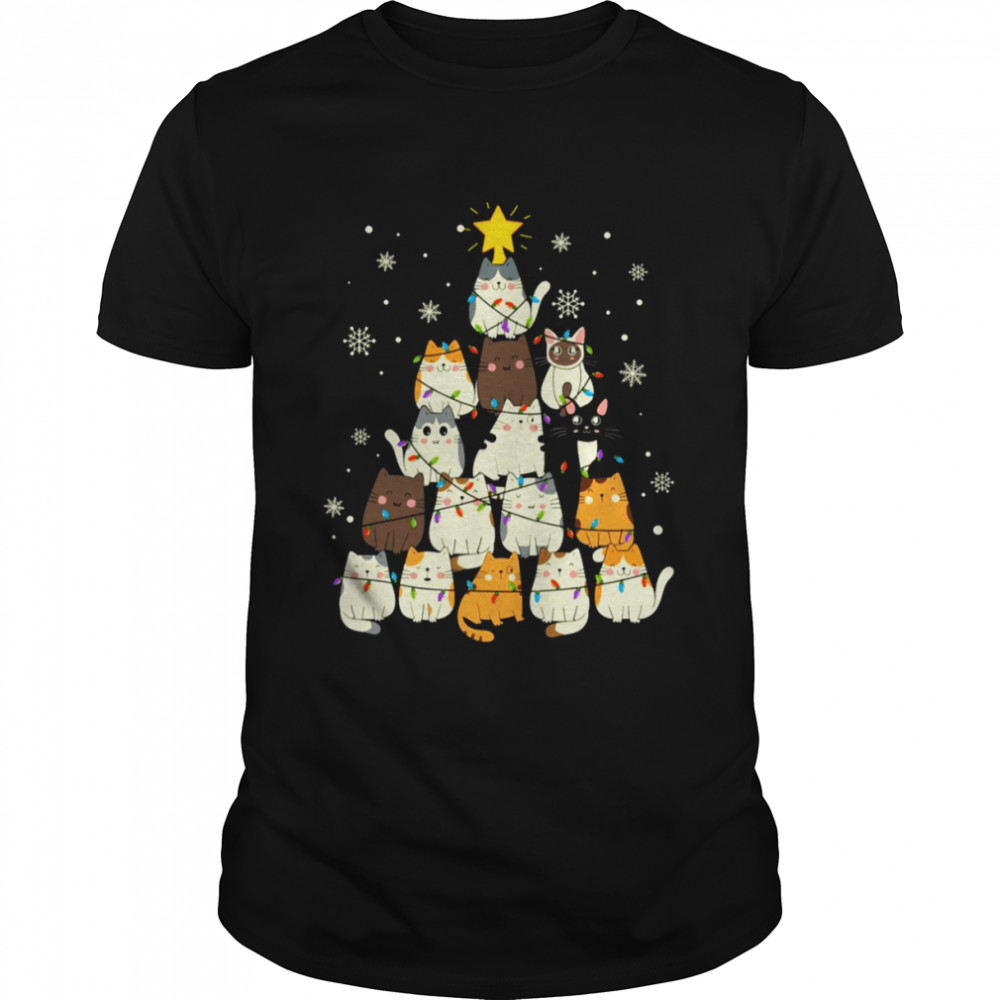 Meow Christmas Tree Cats Funny shirt