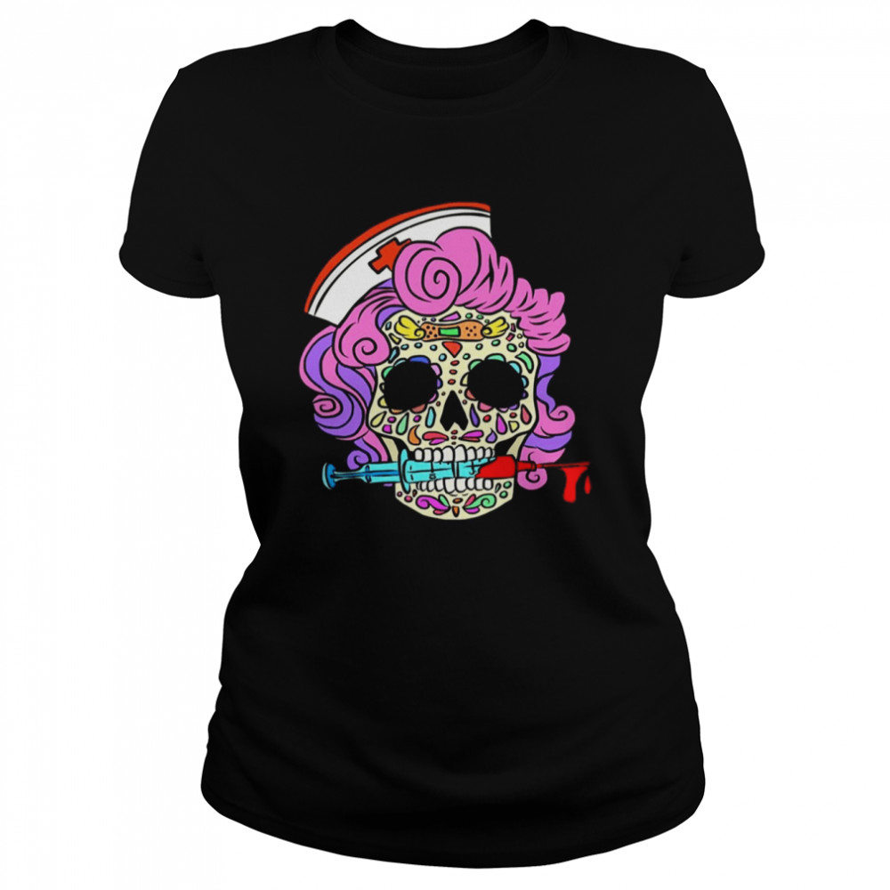 Skull Halloween Nurse Nursing Cute Design shirt Classic Women's T-shirt